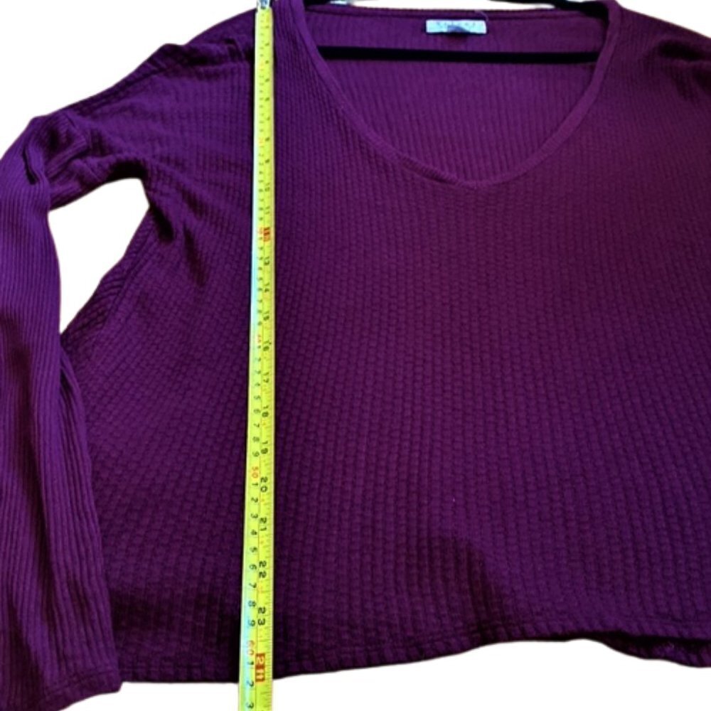 Velvet by Graham & Spencer cozy comfy waffle ribbed long sleeve top tee - Picture 9 of 12